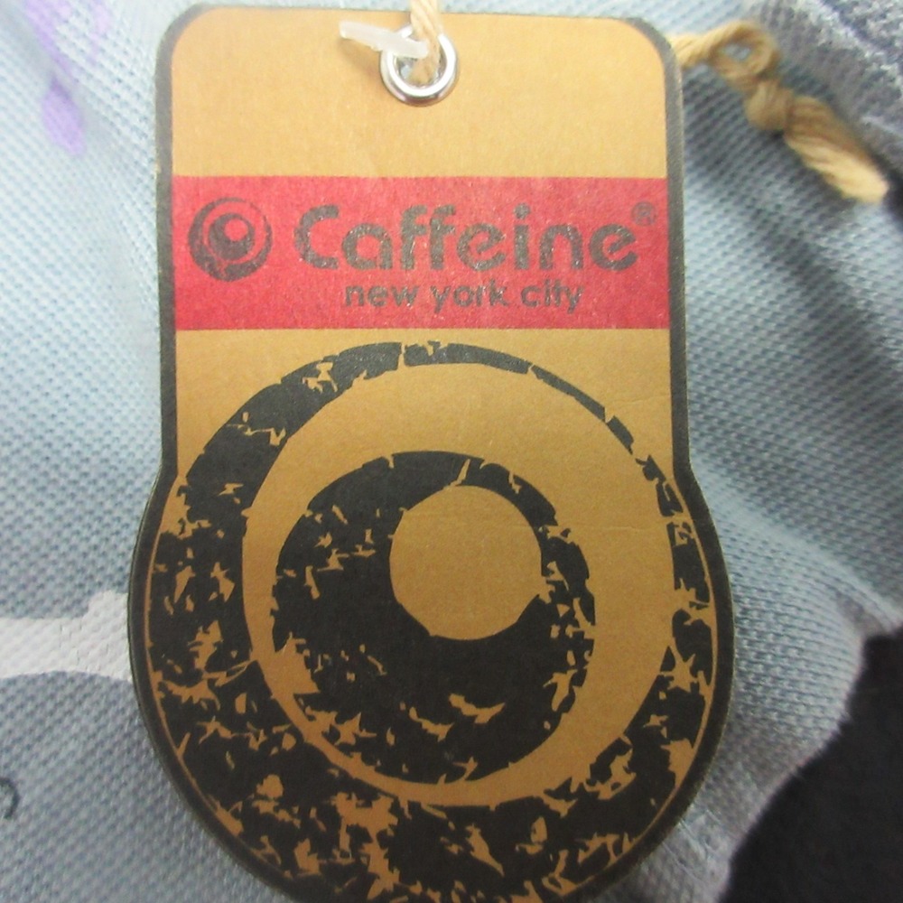 Y2K Caffeine Polo Shirt Mens Small Gray Guitar Graphic Print Rock New York City - Picture 4 of 7